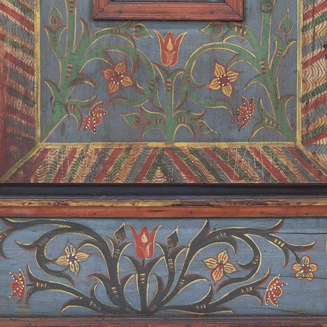 Rustic Farmhouse Folk Art Painted Bridal Cabinet, 1834 For Sale - Image 13 of 16