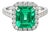 Late 20th Century Estate Platinum Natural Emerald & Diamond Halo Cocktail Ring, Size 6.75 For Sale