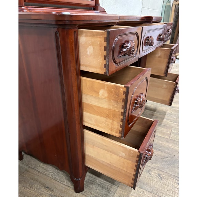Vintage Davis Cabinet Co Lillian Russell Victorian Style Walnut Vanity Desk For Sale - Image 10 of 16