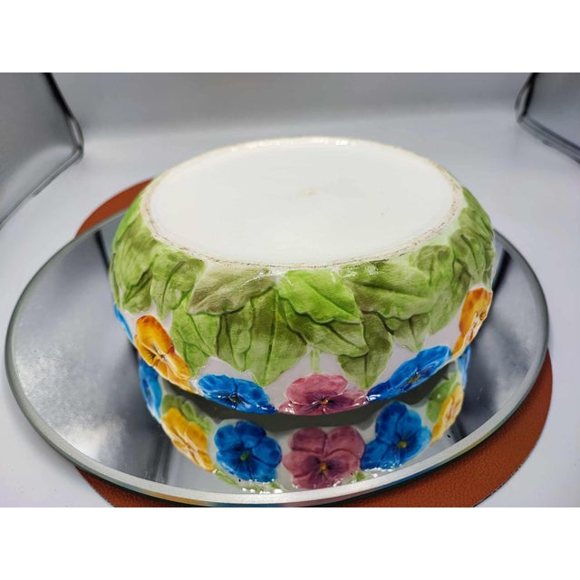 1940s Art Deco Flower Plate with Pansies, 1930s For Sale - Image 5 of 6