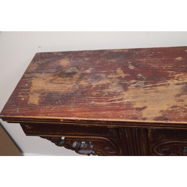 Red Authentic 19th-Century Chinese Qing Dynasty Dragon Altar Console Table For Sale - Image 8 of 8