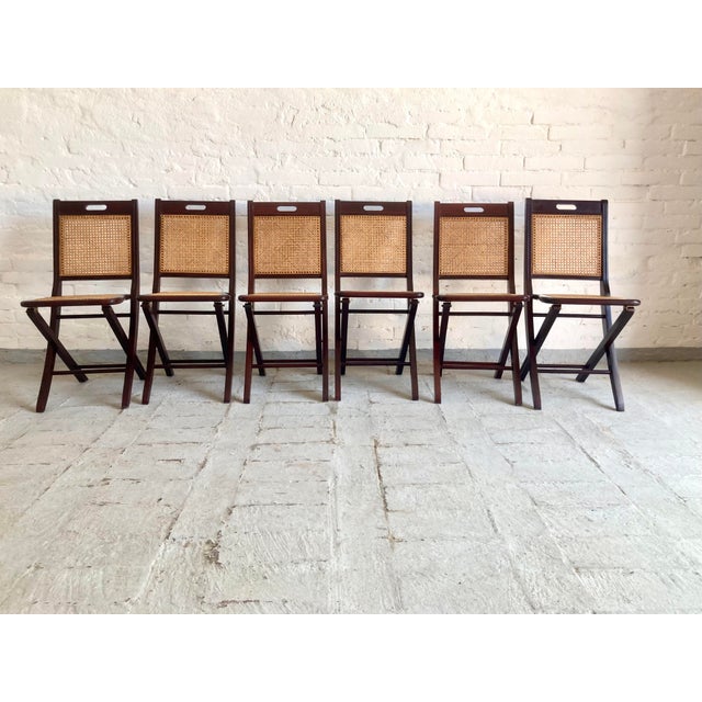 Folding Chairs in Vienna Straw, 1970s, Set of 6 For Sale - Image 3 of 18