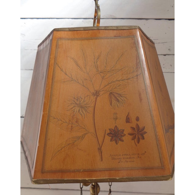 Gold Bouillotte Table Lamp with Octagonal Hat in Printed Parchment, 1930s For Sale - Image 8 of 18