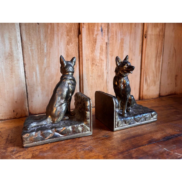 Solid Brass German Shepherd Dog Bookends For Sale - Image 4 of 6