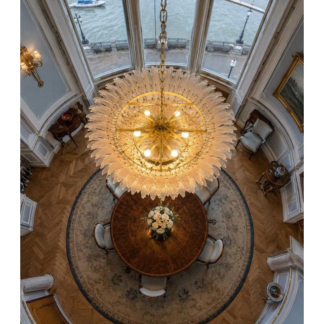 1990s Monumental Pink Glass Leaf Chandelier, 1990 For Sale - Image 5 of 8
