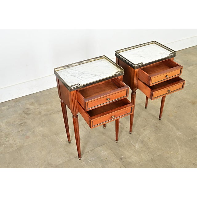 French French Vintage Pair of Louis XVI Style Bedside Tables For Sale - Image 3 of 8