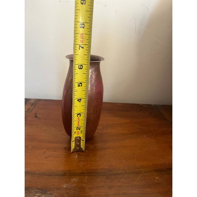 Vintage Hammered Copper Vase El Porton Santa Clara Del Cobre Mexico 6” Tall For Sale In Phoenix - Image 6 of 6