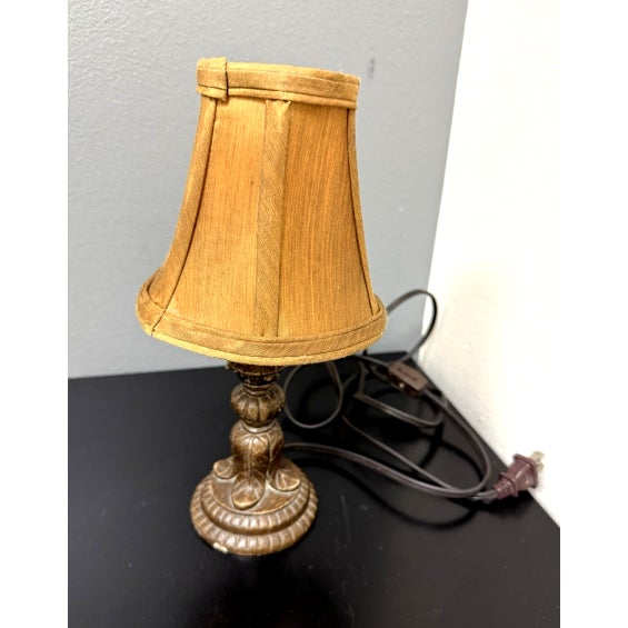 Orange Mid 20th Century Small Boho Metal Cast Original Electric Table Office Lamp For Sale - Image 8 of 8