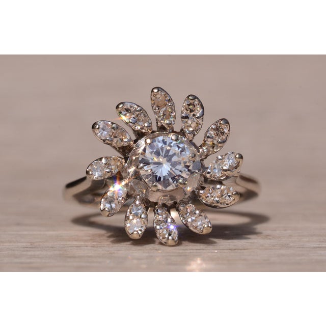 The Mulford Ave: Signed Mid Century Diamond Ring in White Gold For Sale - Image 4 of 11