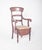 Pencil chair with light striped upholstery. With a backrest on three curved crossbars and gently arched arms, the fabric...