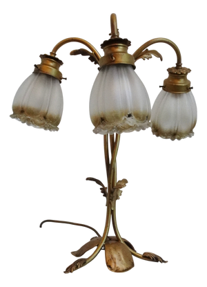 Vintage Art Nouveau Style Table Lamp in Brass