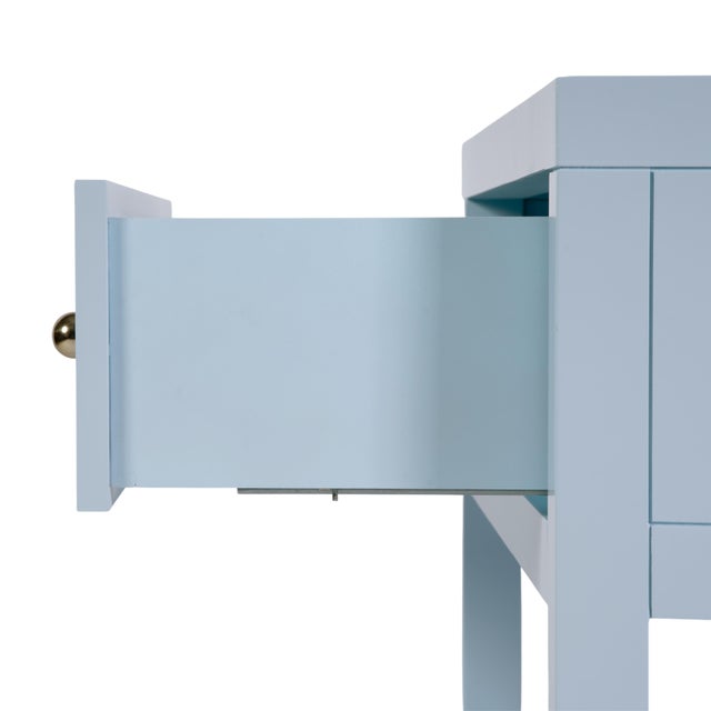 Nora 30 in. W Rectangular Wood 1 Drawer Wide Nightstand with Lower Open Shelf, Light Blue For Sale - Image 9 of 11