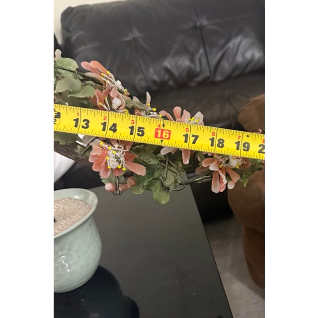 Gemstone VTG Bonsai Jade Stone Rose Quartz Agate Glass Flower Leaf Tree Celadon Pot 19in For Sale - Image 7 of 7