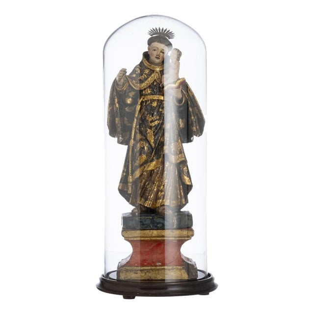 Religious Artist, Saint Anthony with Child Jesus, 18th Century, Wood with Glass & Silver Details For Sale