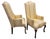 Queen Anne Petite Vintage Queen Anne High-Back Wingback Chairs for Small Spaces in Butter Yellow Floral Stripe – A Pair For Sale - Image 3 of 6
