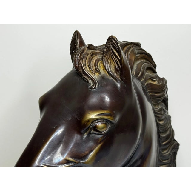 Mid-Century Italian Expressive Bronze Horse Head Sculpture C1950 After Raffaello Romanelli For Sale - Image 9 of 16