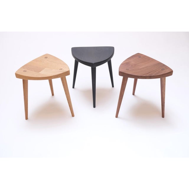 Nakashima Inspired Low Stool Three Legs, Danish Design For Sale - Image 4 of 5