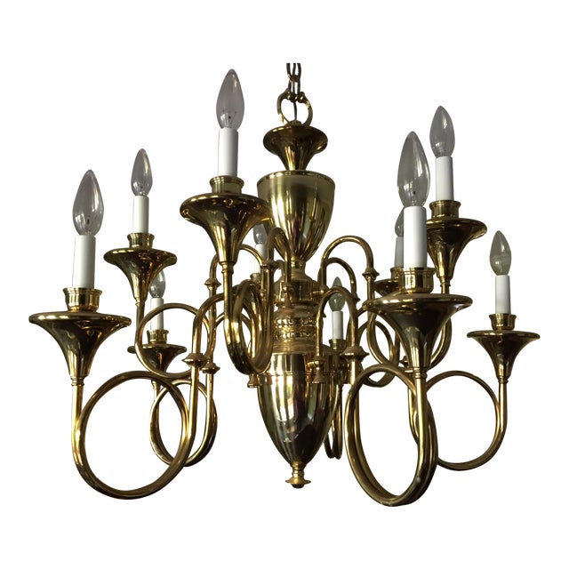 Brass Fox Hunt Horn Chandelier Chairish