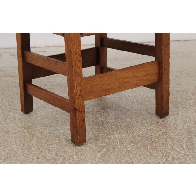 Antique L&jg Stickley Mission Oak Leather Chair For Sale - Image 9 of 14