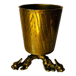 Antique Footed Planter With a Textured Finish and a Stand With Dragon Feet.