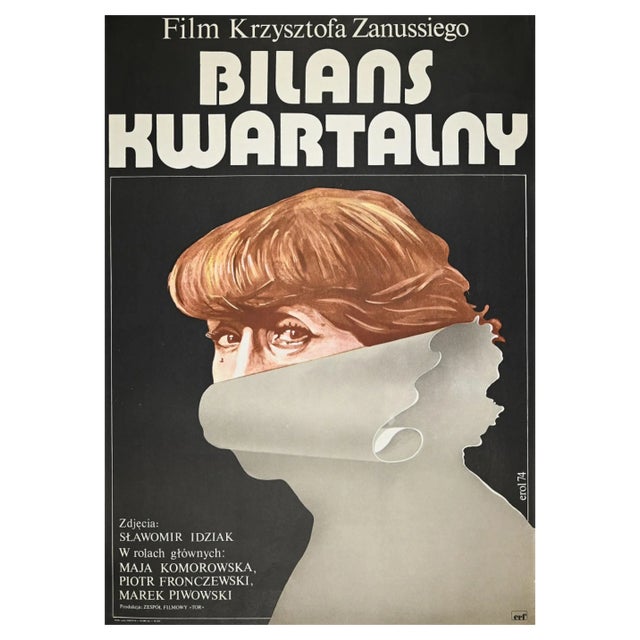 Vintage Bilans Kwartalny Film Poster by Jakub Erol, 1974 For Sale