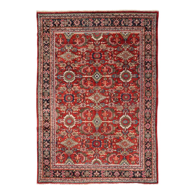 Early 20th Century Antique Persian Mahal Rug With All-Over Sub-Geometric Design in Red Background For Sale
