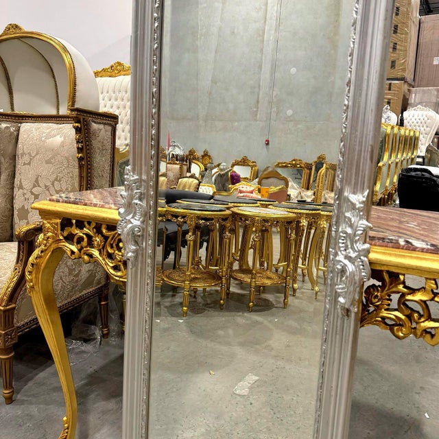 French Style Silver Floor Mirror For Sale - Image 4 of 11