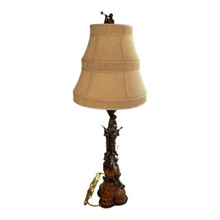 Vintage Maitlandoi-Smith Monkey Band Table Lamp With Original Monkey Finial For Sale