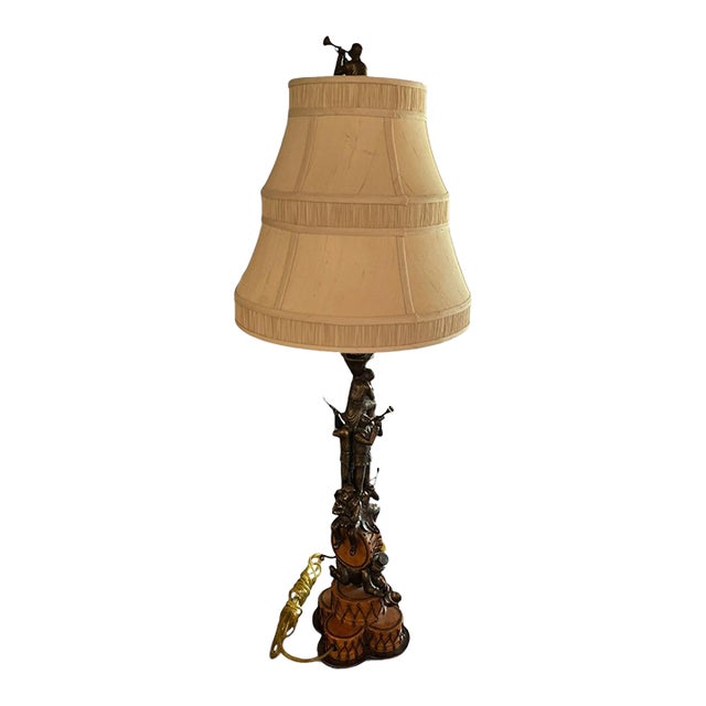 Vintage Maitlandoi-Smith Monkey Band Table Lamp With Original Monkey Finial For Sale
