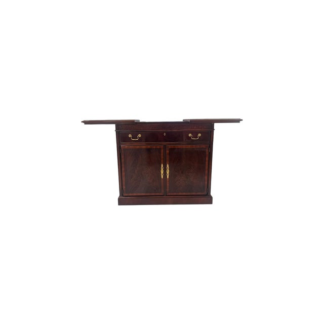 High Quality American Made Drexel Mahogany Expandable Server Cabinet. Features A Rectangular Form With Two Pull-Out Side...