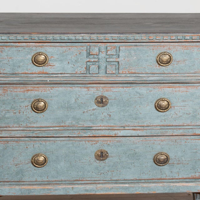 Pair, 19th Century Gustavian Style Blue Chest of Drawers or Nightstands For Sale - Image 10 of 15