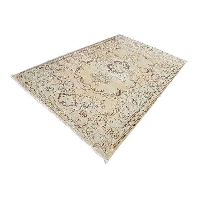 1960s Oushak Anatolian Wool Rug For Sale