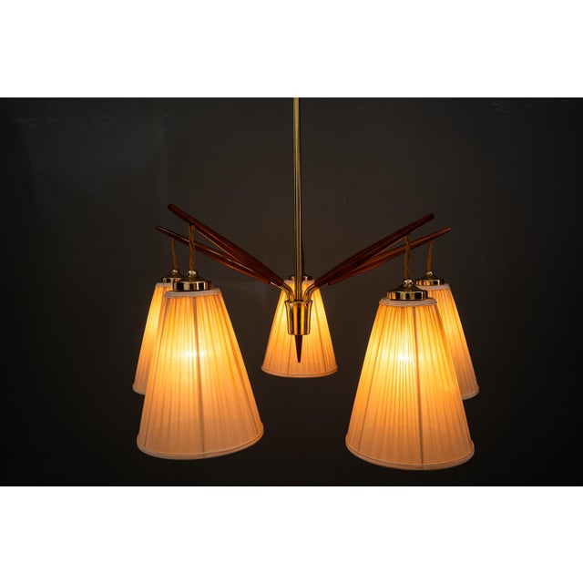 Brown Chandelier with Fabric Shades from Rupert Nikoll, Vienna, 1950s For Sale - Image 8 of 18