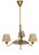 Swedish Brass Chandelier with Original Pleated Silk Shades, 1950 For Sale