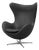 Vintage Egg Chair in Black Leather by Arne Jacobsen for Fritz Hansen, 1950s For Sale