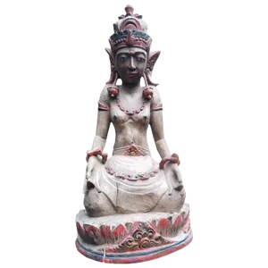 Carved Wood Hindu or Tibetan Crowned Goddess