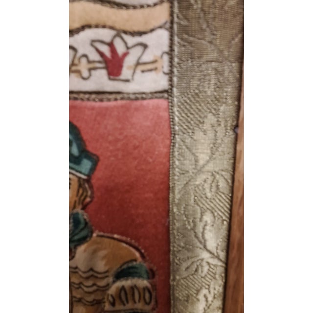 Vintage Hand Painted on Silk Woven with.gold Thread Embroidery For Sale - Image 15 of 15