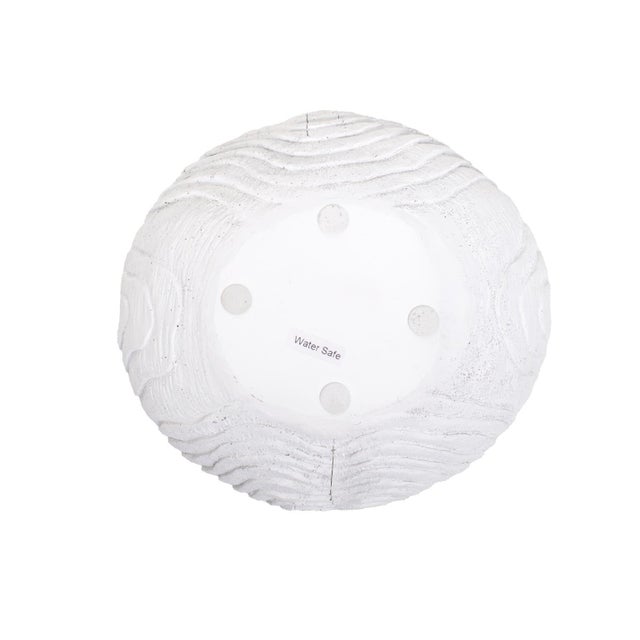 Contemporary Faux Bois Round Bowl in a White Washed Polyresin For Sale - Image 3 of 10