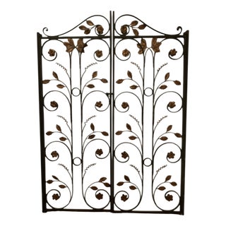 Interior Partition with Double Doors in Patinated Wrought Iron For Sale