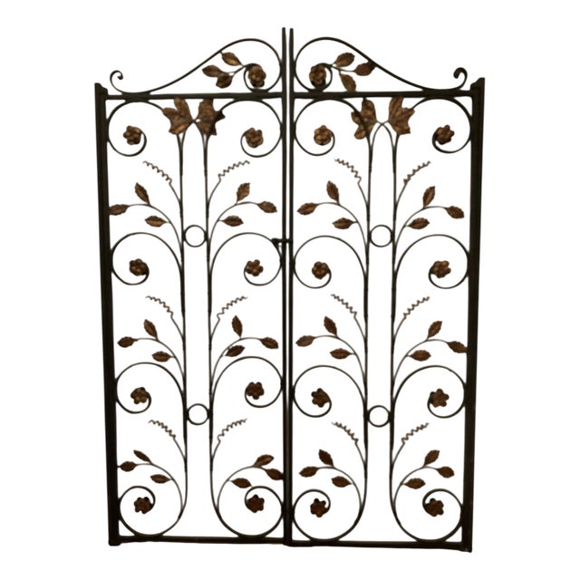 Interior Partition with Double Doors in Patinated Wrought Iron For Sale