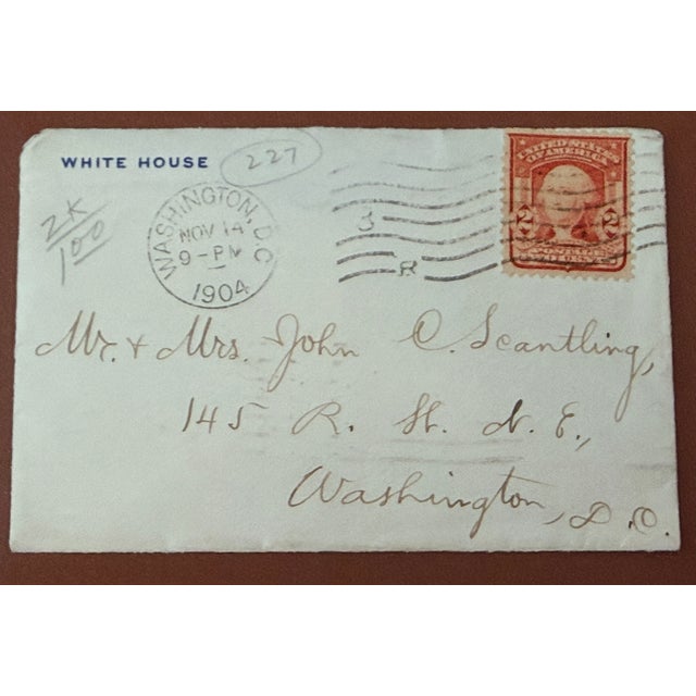 American 1904 Theodore Roosevelt White House Acknowledgment Card and Envelope, Framed For Sale - Image 3 of 5