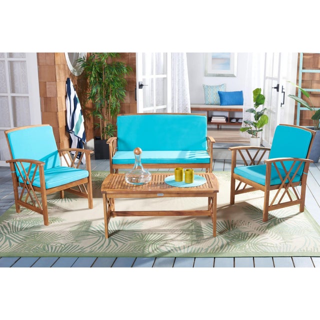 A distinctive double X motif adorns the sides of this Fontana 4 Piece Outdoor Living Set for a luxe transitional look....