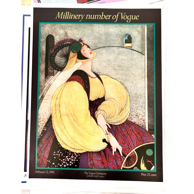 Vintage Vogue Magazine Cover Fashion Illustration Prints – Set of 11 For Sale - Image 9 of 10