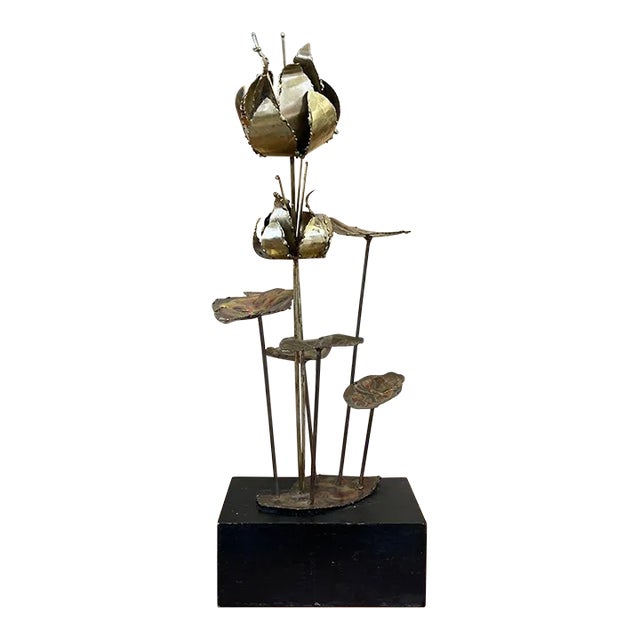 Vintage 1970s Curtis Jere Style Brutalist Lily Flower Sculpture For Sale