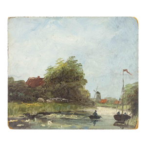 Dutch School River Landscape Oil on Panel