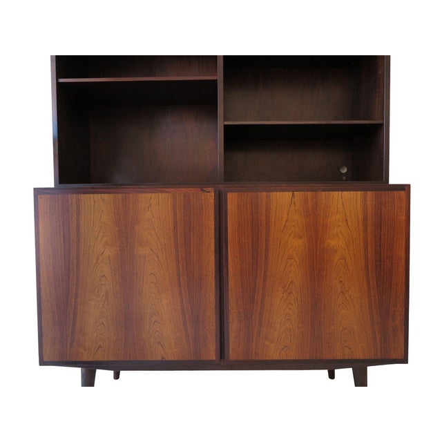 Brown Three Omann Jun Mid 20th Century Danish Cabinets With Bookcase Hutches, Wallunit, Attributed For Sale - Image 8 of 11