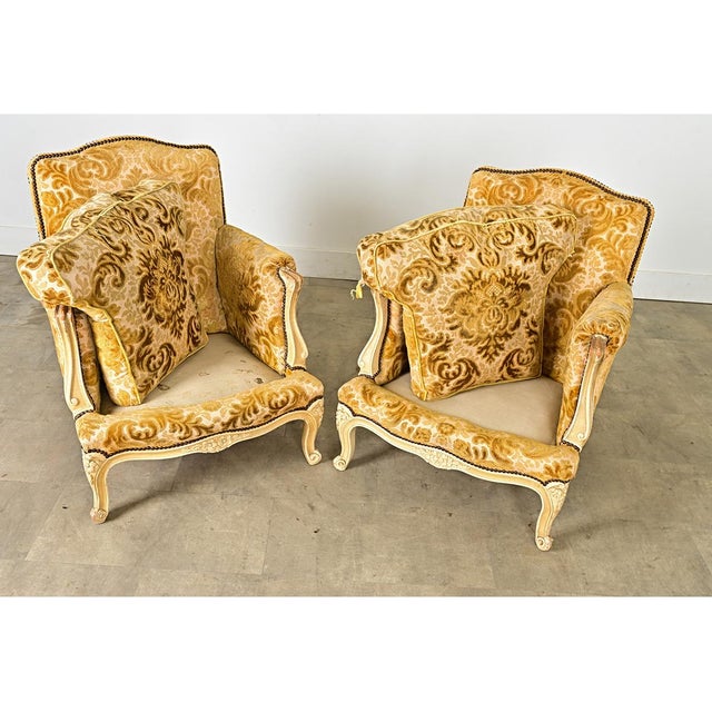 French 19th Century Pair of Louis XV Style Bergeres For Sale - Image 10 of 14