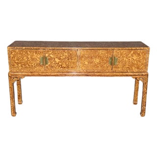 Faux Tortoise Shell Painted Sofa Console Table Manner of Maison Jansen For Sale