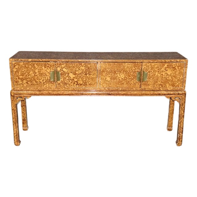 Late 20th Century Faux Tortoise Shell Painted Sofa Console Table Manner of Maison Jansen For Sale