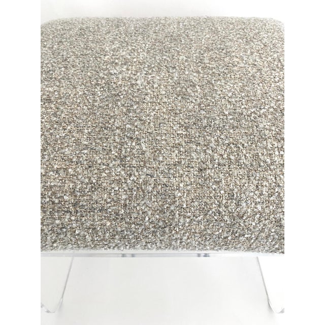 Transparent 1970s Charles Hollis Jones Lucite Waterfall Swivel Bench or Ottoman For Sale - Image 8 of 9